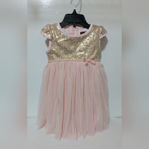 Sugar Plum | Infant Girls 12 Mo Peach & Gold Sequined High-Waisted Bodice Dress